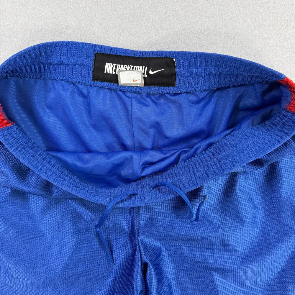 Nike Basketball Shorts Men M Blue Red Side Stripe Dazzle Swoosh Athletic Gym Y2K